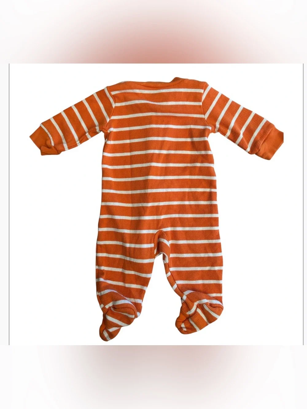 Carter’s | Orange & White Striped PUMPKIN 3 MO Onsie | Baby’s First Halloween